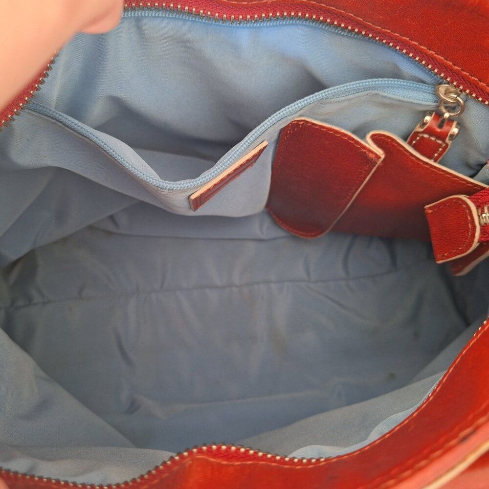 Cole Haan Red Leather Tote with Cassette Graphic. Cute and Classic! - Picture 7 of 14